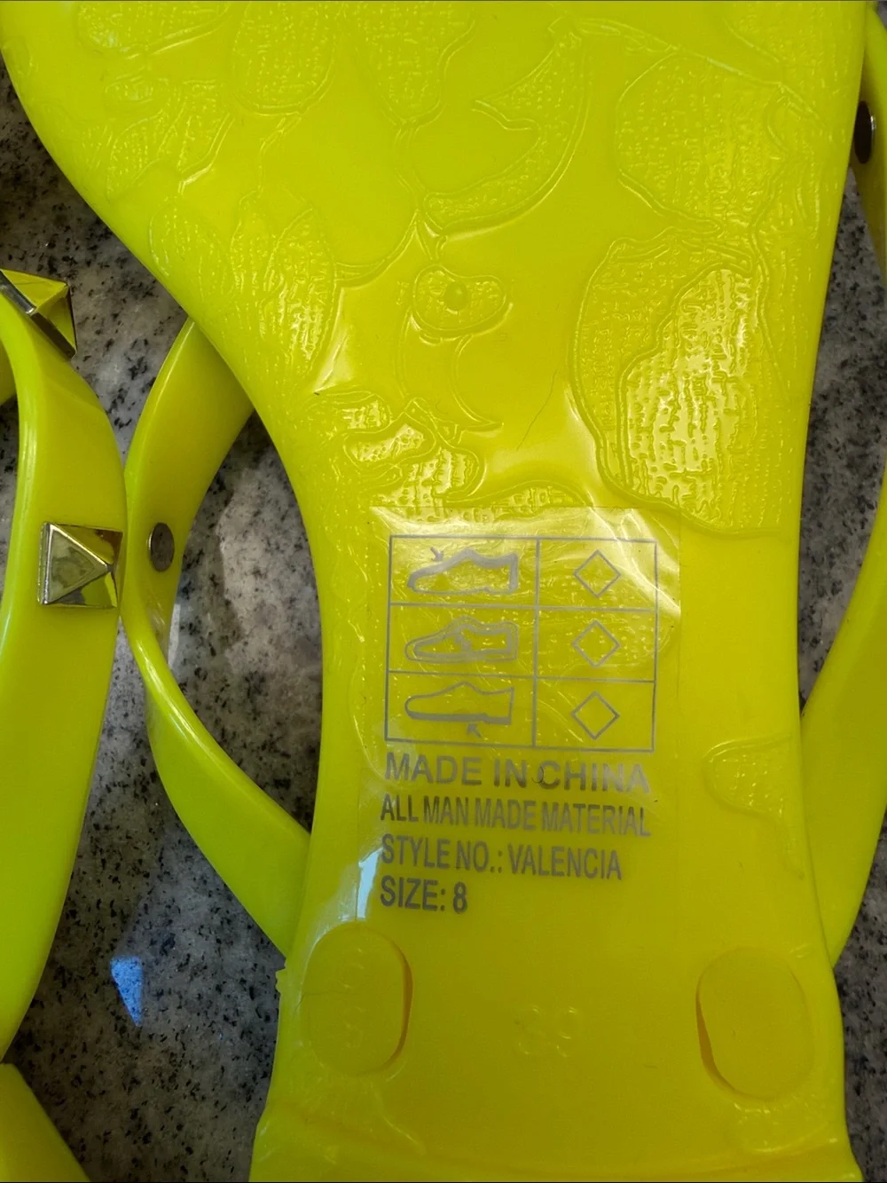 Victoria Adams Neon Yellow Studded Bow Jelly Sandals